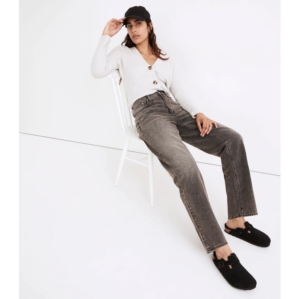 NWT $118 Madewell The Dadjean Eads Wash NA943 Dad Jean Black Slouchy 30 Rigid